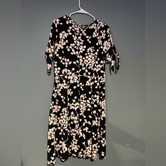 Talbots Black and White A-Line Midi Dress with Flutter Sleeves - Picture 8 of 8